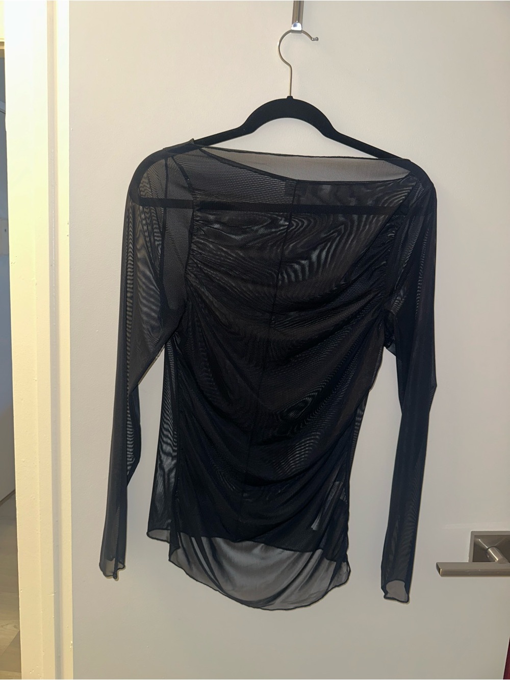 Abercrombie & Fitch Black Sheer Long Sleeve Mesh Top